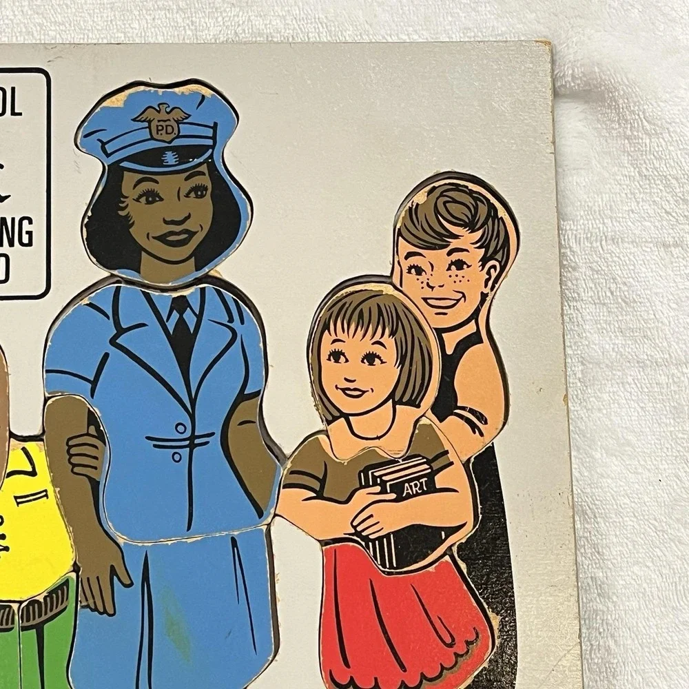 Vintage 1980 Judy Wooden Puzzle SCHOOL CROSSING GUARD #J606523 13pc Made in USA